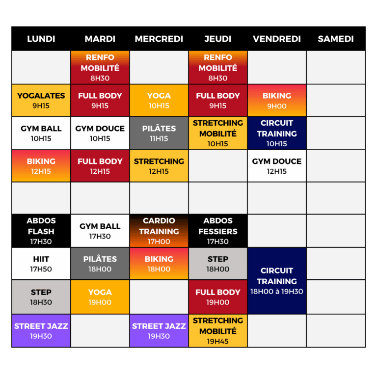 Planning Cours Collectifs