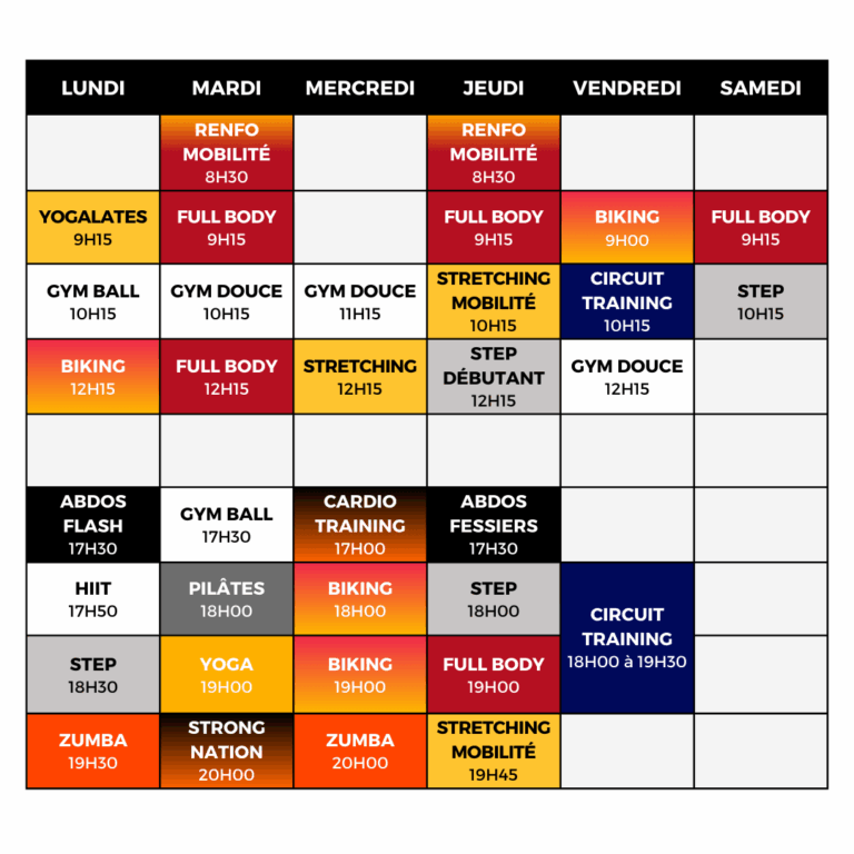 Planning Cours Collectifs
