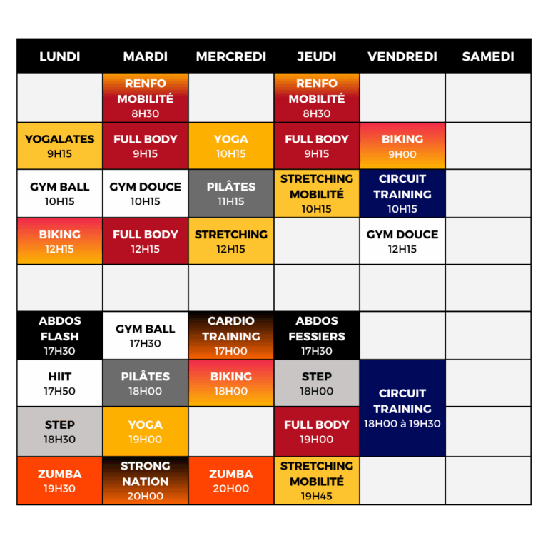 Planning Cours Collectifs