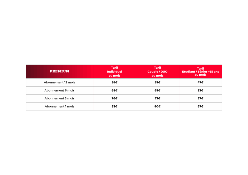 Tarifs Premium